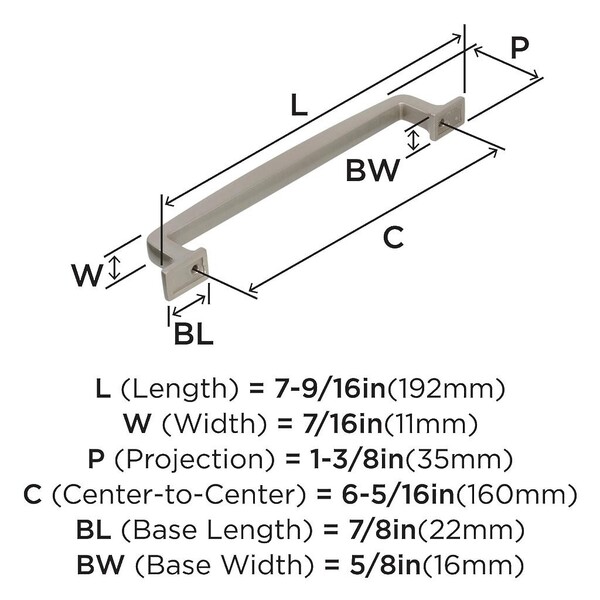Westerly - Pull 160mm CC Satin Nickel Bar Pull