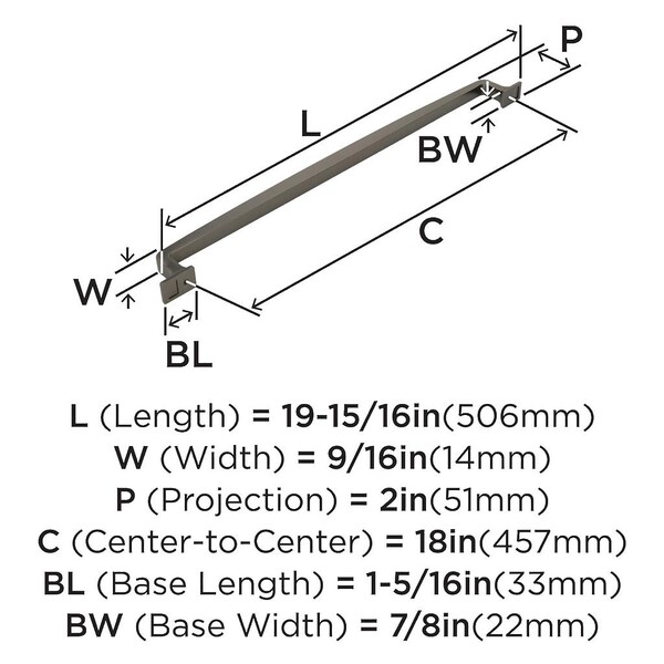Westerly Pull 18" Appliance Pull Graphite