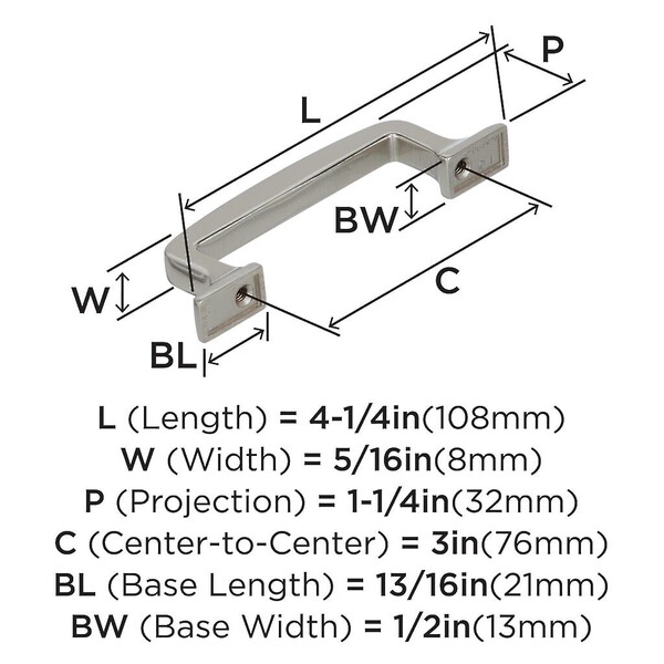 Westerly - Pull 76mm CC Polished Nickel 