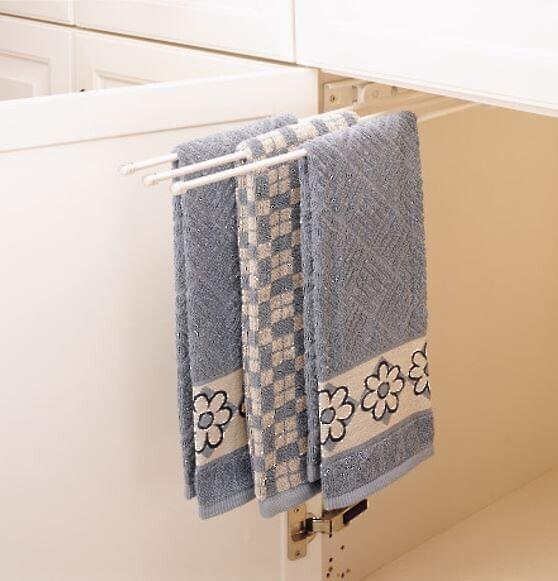 Rev-A-Shelf - White 3 Prong Pull-Out Towel Bar