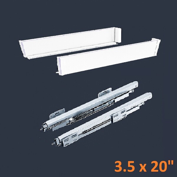 White SGS Double Wall Slim Box System 3 1/2" H x 20" L - Soft Close