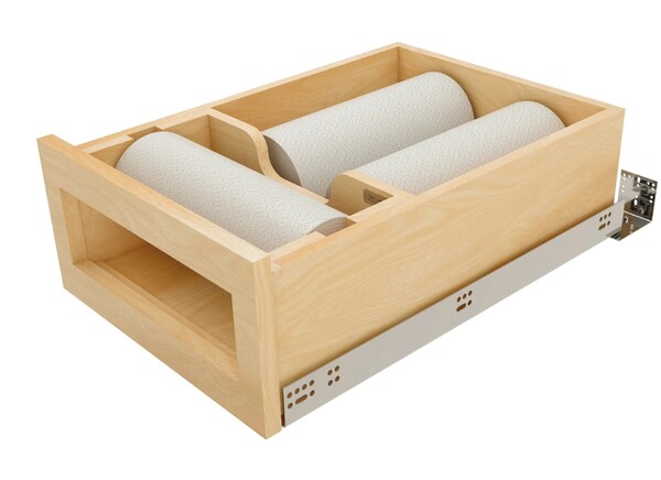 Wood Base Cabinet Paper Towel Drawer System w/ BLUM Soft-Close