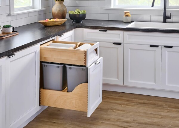Wood Base Cabinet Paper Towel Drawer System w/ BLUM Soft-Close