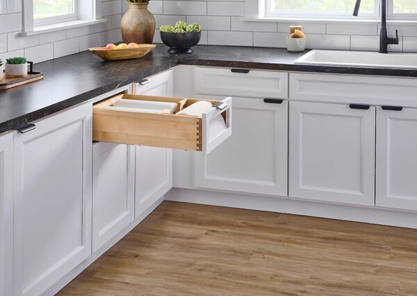 Wood Base Cabinet Paper Towel Drawer System w/ BLUM Soft-Close